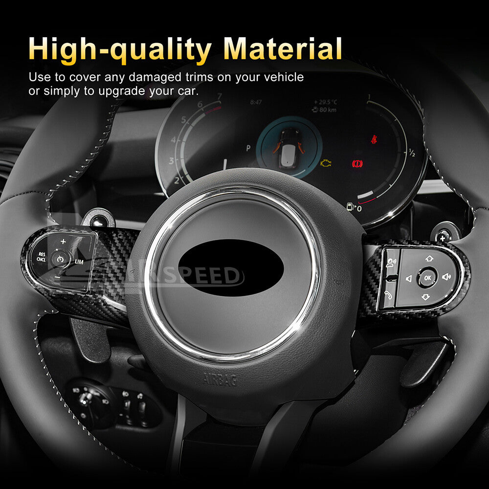 For MINI F55 F56 F60 2022-2023 Steering Wheel Cover REAL HARD Carbon Fiber BLACK - detail view 4