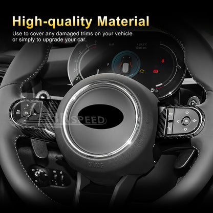 For MINI F55 F56 F60 2022-2023 Steering Wheel Cover REAL HARD Carbon Fiber BLACK - detail view 4