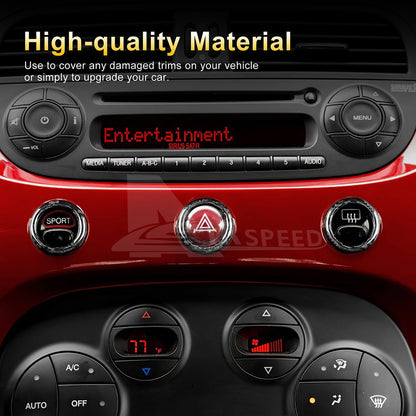 Carbon Fiber Warning Light Button Cover for FIAT 500 2008-2023 Abarth 595 12-23 - detail view 5