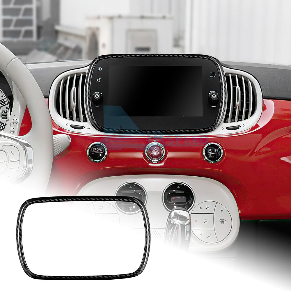 For FIAT 500 Abarth 595 2016-2024 Car Navigation Frame Cover Carbon Fiber Black - product view
