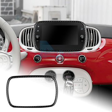 For FIAT 500 Abarth 595 2016-2024 Car Navigation Frame Cover Carbon Fiber Black