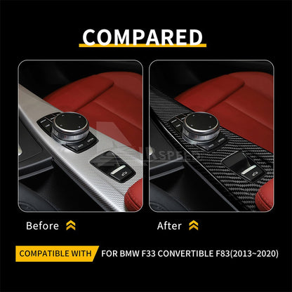 For BMW F33 F83 2013-2020 Car Center Multimedia Panel Cover Black Carbon Fiber