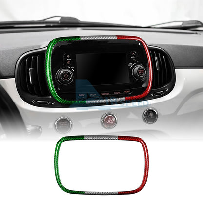 For FIAT 500 2016-2024 Center Navigation Frame Cover Carbon Fiber Italian Color - product view