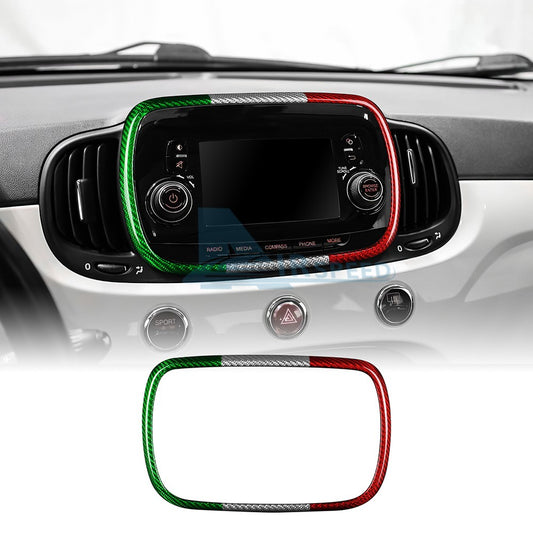 For FIAT 500 2016-2024 Center Navigation Frame Cover Carbon Fiber Italian Color - product view
