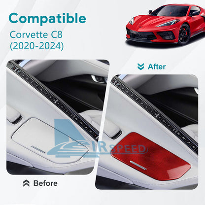 For Corvette C8 20-2024 REAL HARD Carbon Fiber Center Water Cup Holder Cover RED