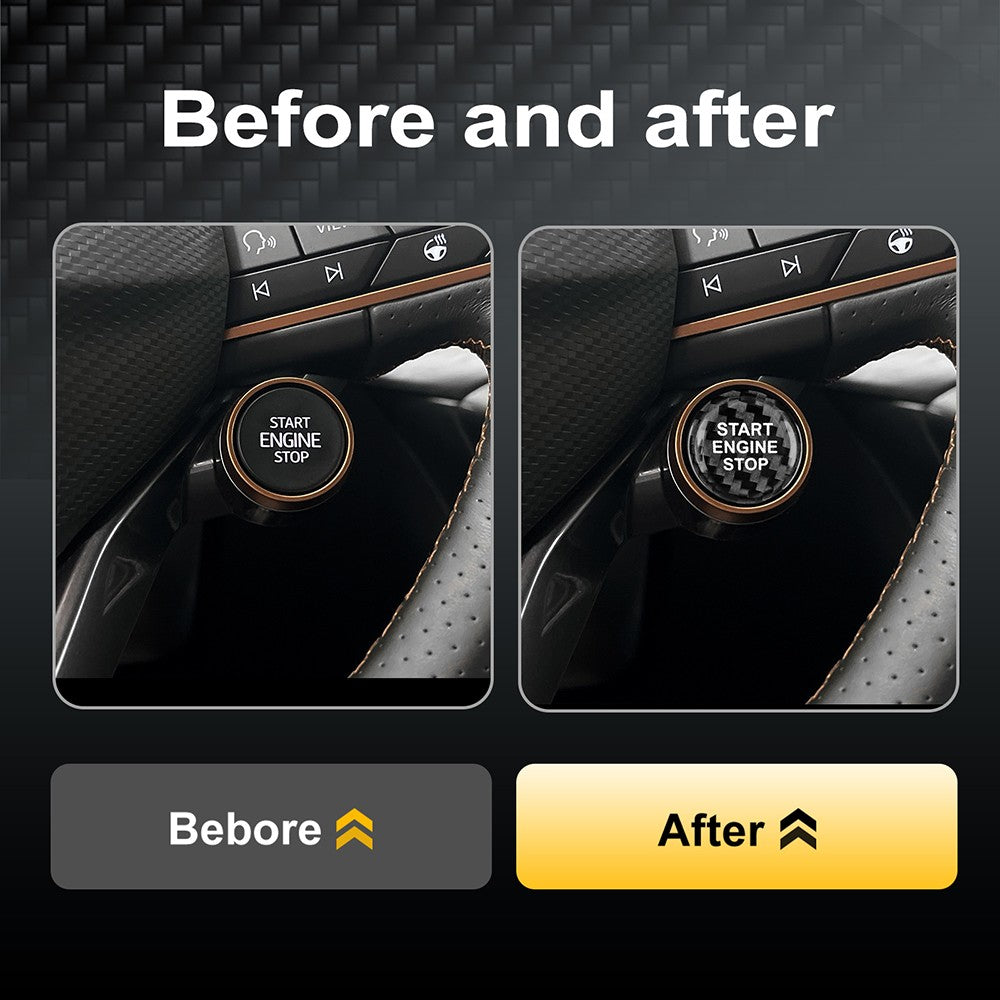 Black Carbon Fiber Car Engine Start Button Sticker for Cupra Ateca Leon 2021-26 - detail view 4