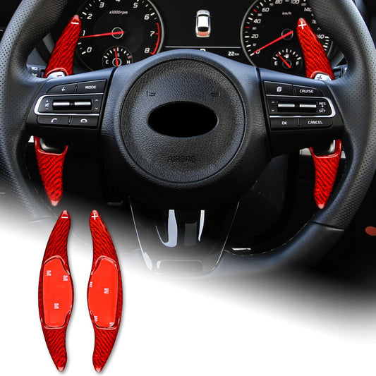 For KIA Stinger (CK) 2017-19 Red Carbon Steering Wheel Paddle Shifter Extension - product view