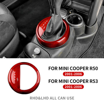 Red Center Console Gear Shift Panel Real Carbon Fiber For Mini Cooper R50 R53