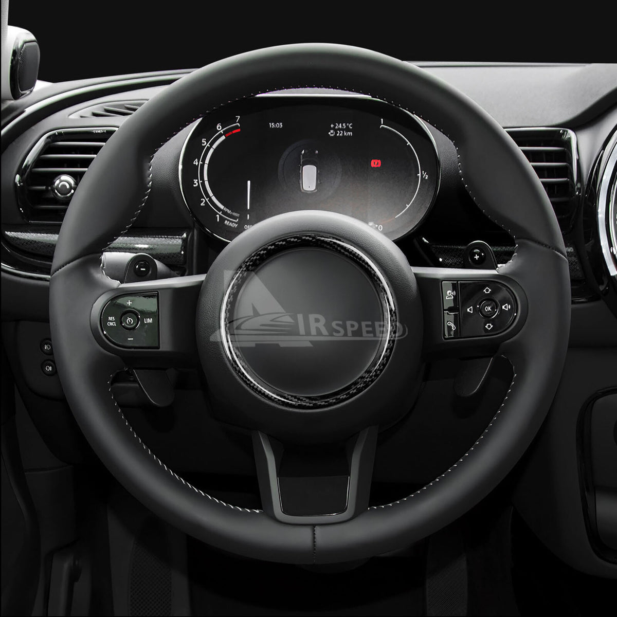 For Mini Cooper F-Series Steering Wheel Hub Center Ring Black Hard Carbon Fiber - detail view 6
