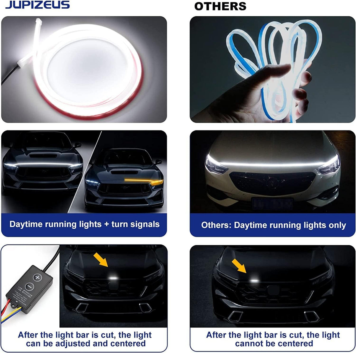 For 2M White & Yellow Car Engine Hood Decor Light Bar - FREE GIFT