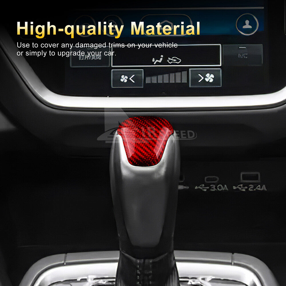 For Subaru Crosstrek 2023-2024 Gear Shift Knob Cover REAL HARD Carbon Fiber RED - detail view 4