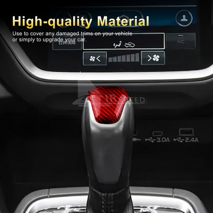 For Subaru Crosstrek 2023-2024 Gear Shift Knob Cover REAL HARD Carbon Fiber RED - detail view 4