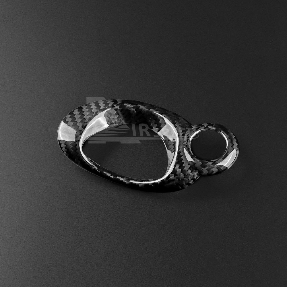Black Hard Carbon Fiber Ignition Key Frame For MINI R55 R56 R57 R60 - detail view 7