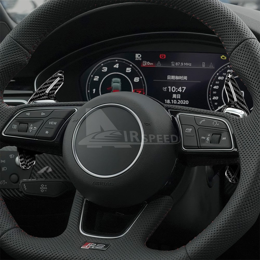 Carbon Fiber For Audi RS RS3 RS4 RS5 R8 TT 2017-22 Steering Wheel Paddle Shifter - detail view 6