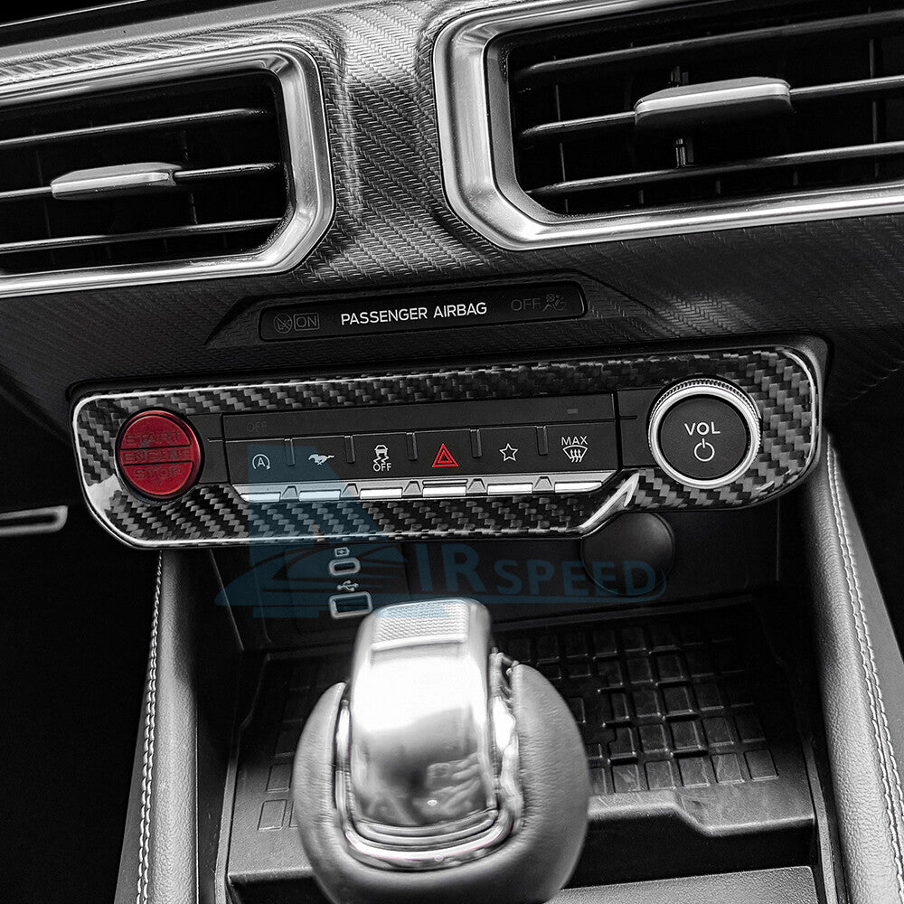 Real Hard Carbon Fiber Warning Light Switch Cover Trim For Ford Mustang 2024-UP - detail view