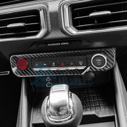 Real Hard Carbon Fiber Warning Light Switch Cover Trim For Ford Mustang 2024-UP - detail view