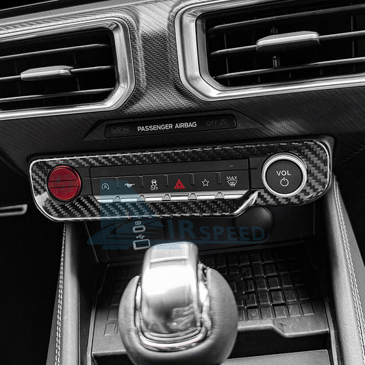 Real Hard Carbon Fiber Warning Light Switch Cover Trim For Ford Mustang 2024-UP - detail view