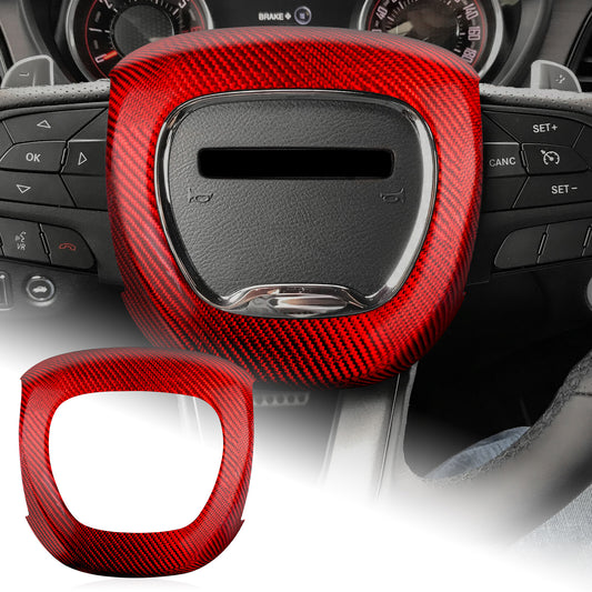 REAL HARD Carbon Fiber Steering Wheel Cover RED For Charger Durango Challenger