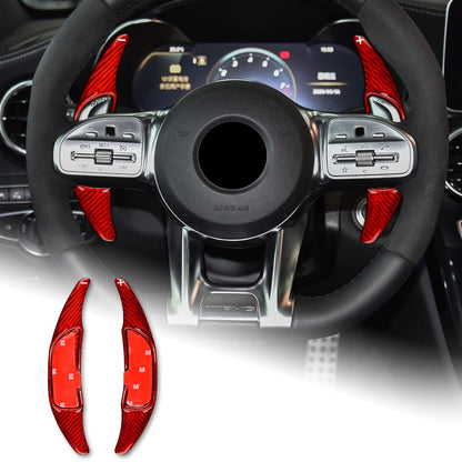 Red Steering Wheel Paddle Shifter Extension For Benz E63 E53 E43 GLA45 2016-2019