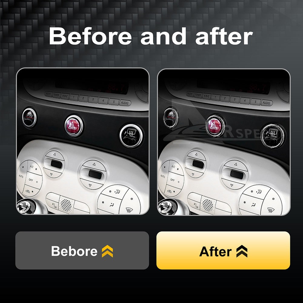 Carbon Fiber Warning Light Button Cover for FIAT 500 2008-2023 Abarth 595 12-23 - detail view 4