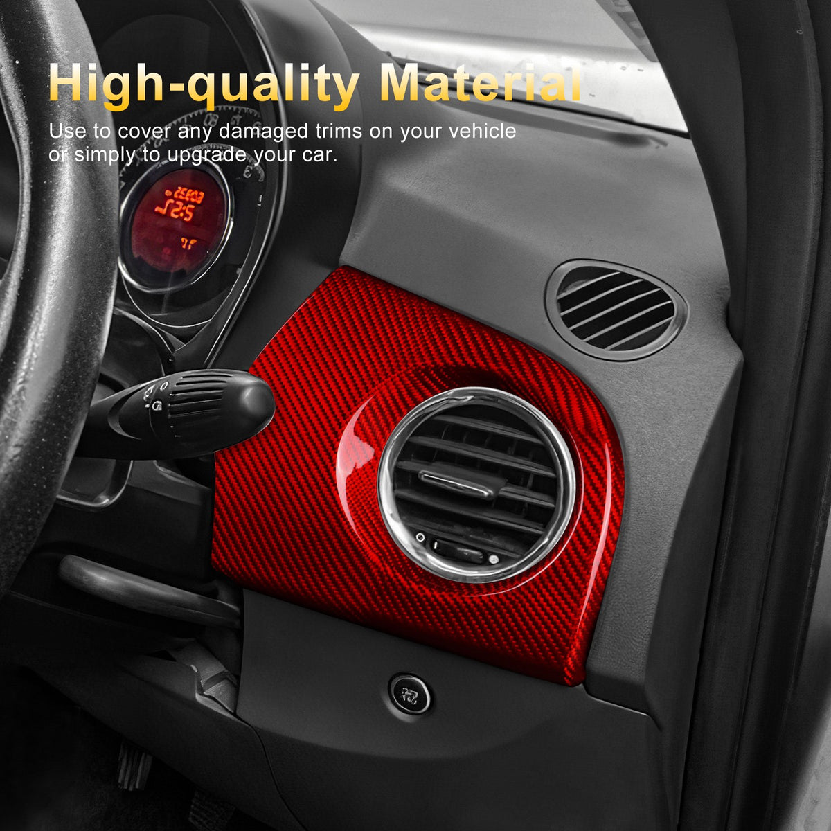 RED CarbonFiber Driver Side Air Outlet Cover for Fiat 500 08-23 Abarth 595 12-23 - detail view 5