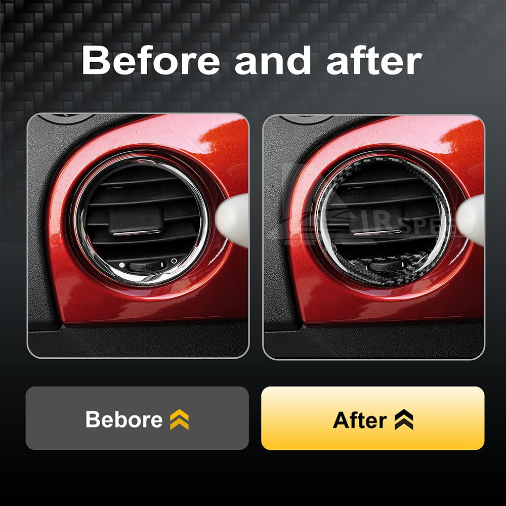 Car Center Side Air Outlet Frame Cover Black Carbon Fiber for FIAT 500 2008-2015 - detail view 4