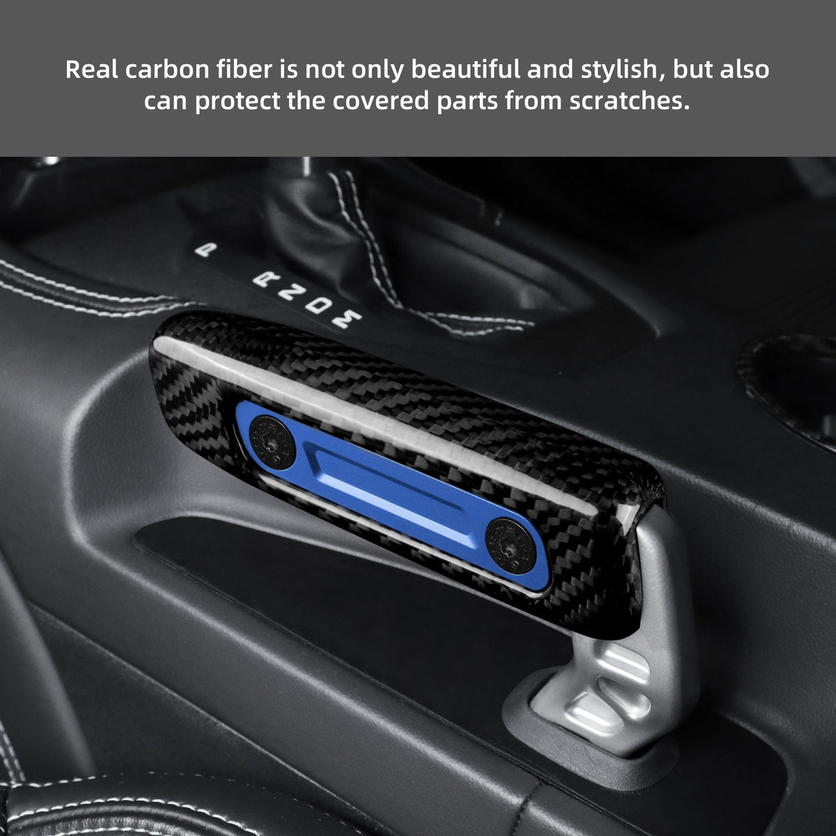 Blue Hard Carbon Fiber Handbrake Interior Sticker for 2024-2025 Ford Mustang - detail view 9
