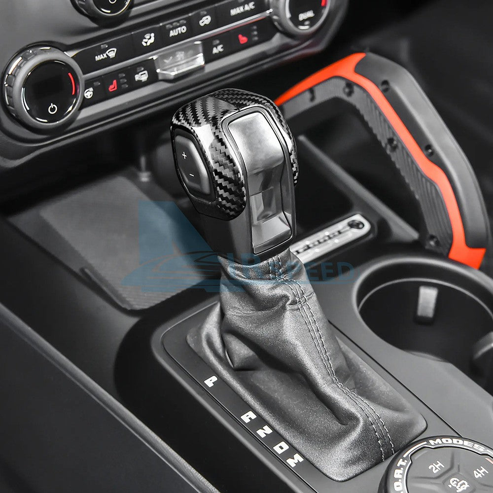 Black HARD Carbon Fiber Car Gear Shift Head Cover Trim for Ford Bronco 2021-2026 - detail view 6