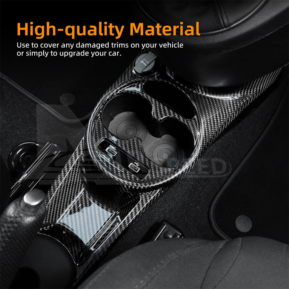 for FIAT 500 Abarth 595 2016-2024 HARD Carbon Fiber Center Water Cup Frame Cover - detail view 6