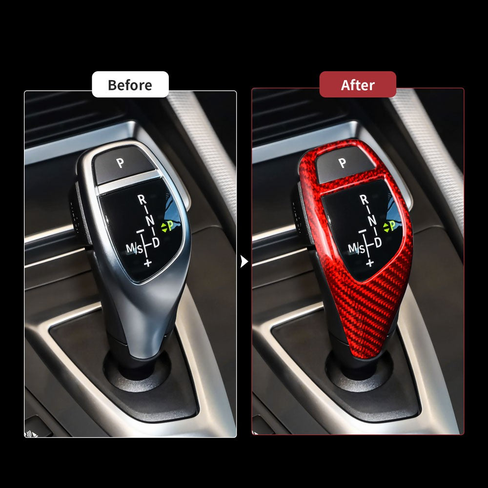 For BMW F30 Red Hard Carbon Fiber Gear Shift Knob B Type Universal Fit - detail view 4