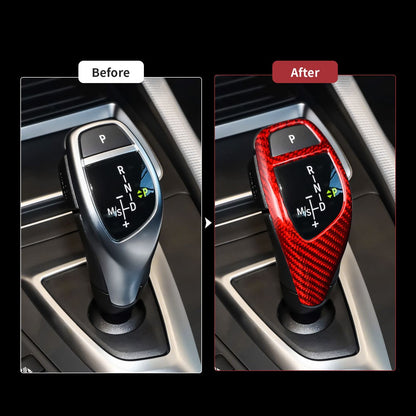 For BMW F30 Red Hard Carbon Fiber Gear Shift Knob B Type Universal Fit - detail view 4