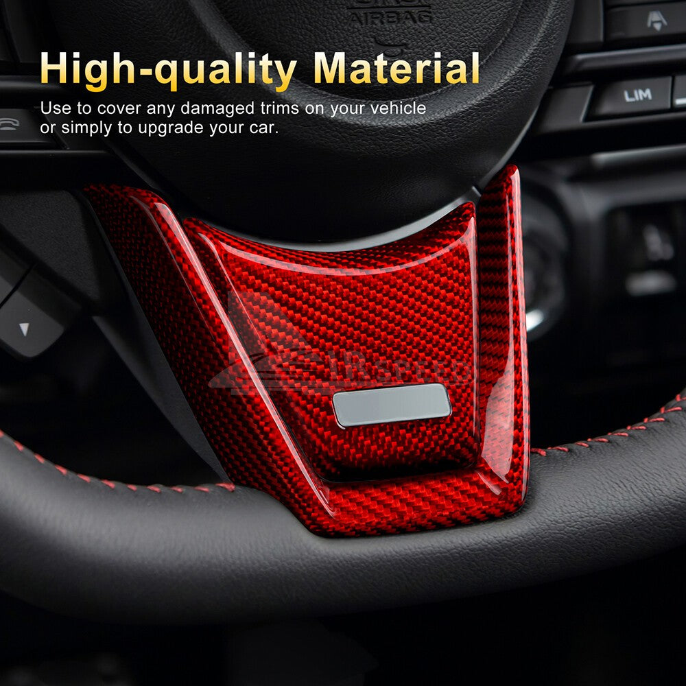 REAL HARD Carbon Fiber RED Center Steering Wheel Cover For Subaru WRX 2022-2023 - detail view 5