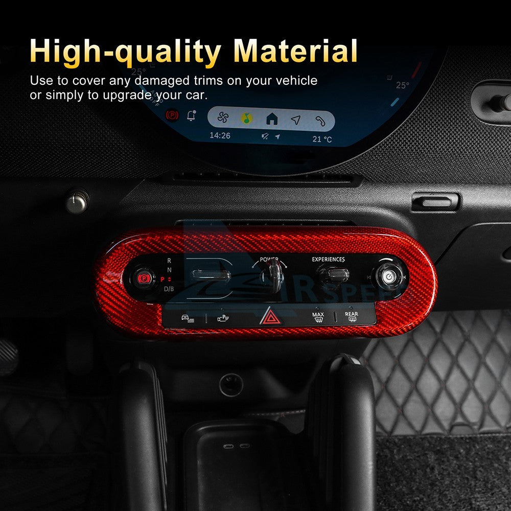 Carbon Fiber Center Shift Button Frame Sticker for MINI U25, J01, J05, F65 & F67 (2024-2026) - detail view 5