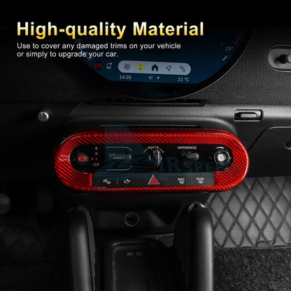 Carbon Fiber Center Shift Button Frame Sticker for MINI U25, J01, J05, F65 & F67 (2024-2026) - detail view 5