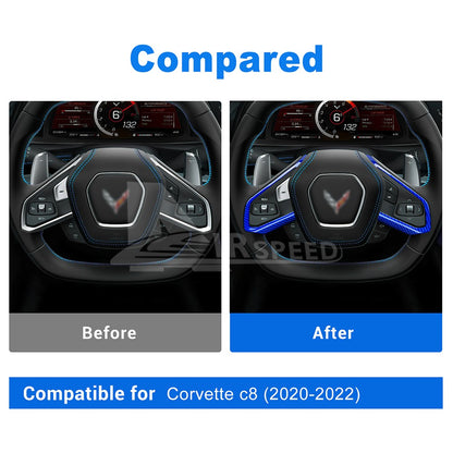 Steering Wheel Button Frame Sticker Blue Carbon Fiber for Corvette C8 2020-2025