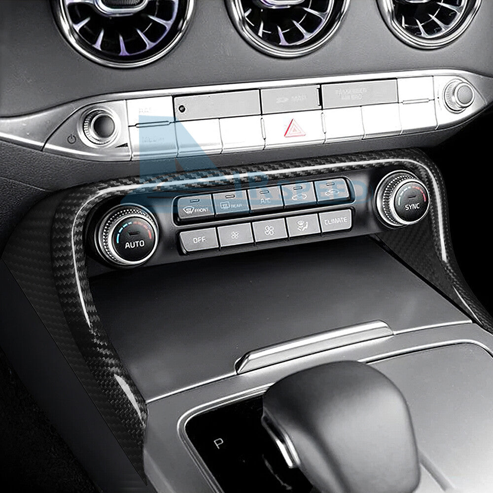 For Kia Stinger 18-2023 REAL HARD Carbon Fiber Air Conditioner Knob Frame Cover - detail view 5