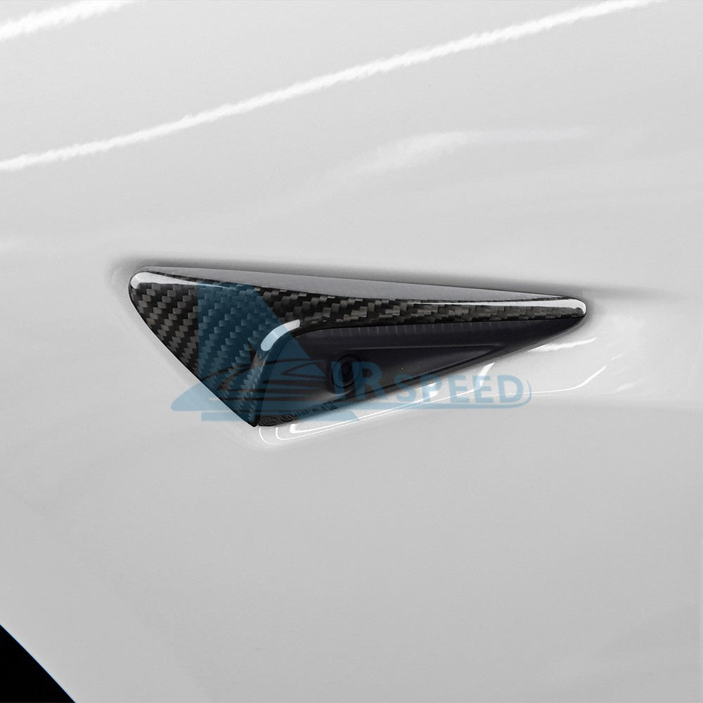 For Tesla Model 3 Y 17-24 Fender Camera Panel Cover BLACK REAL HARD Carbon Fiber - detail view 4