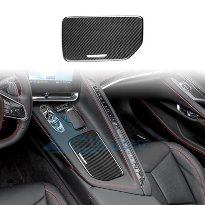 For Corvette C8 20-24 Center Water Cup Holder Cover REAL HARD Carbon Fiber BLACK