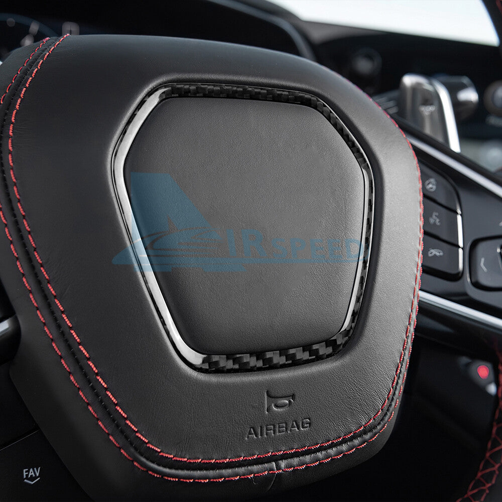 REAL Soft Carbon Fiber Steering Wheel Center Frame Cover For Corvette C8 20-2023