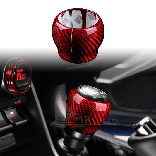 Red Gear Shift Knob Cover REAL Carbon Fiber For Subaru BRZ GR86 2021-2023 - product view