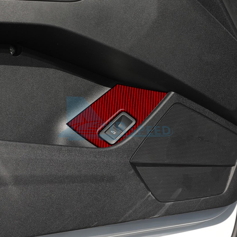 Red Trunk Switch Button Panel Stickers Carbon Fiber for Audi Q4 E-Tron 2021-2025（U.S. Stock）