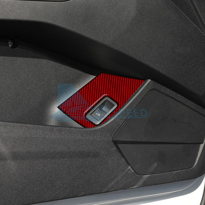 Red Trunk Switch Button Panel Stickers Carbon Fiber for Audi Q4 E-Tron 2021-2025（U.S. Stock）