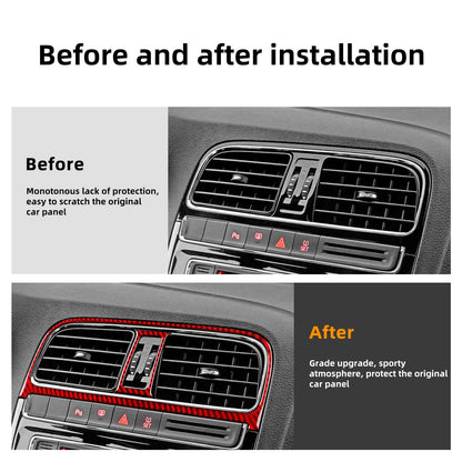 Carbon Fiber Center Air Outlet Frame Sticker Red for Volkswagen Polo 2015-2017（U.S. Stock）