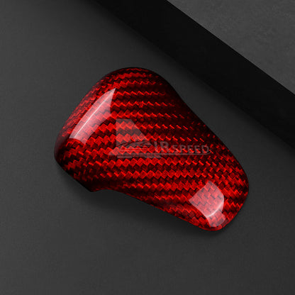 For Subaru Crosstrek 2023-2024 Gear Shift Knob Cover REAL HARD Carbon Fiber RED - detail view 6