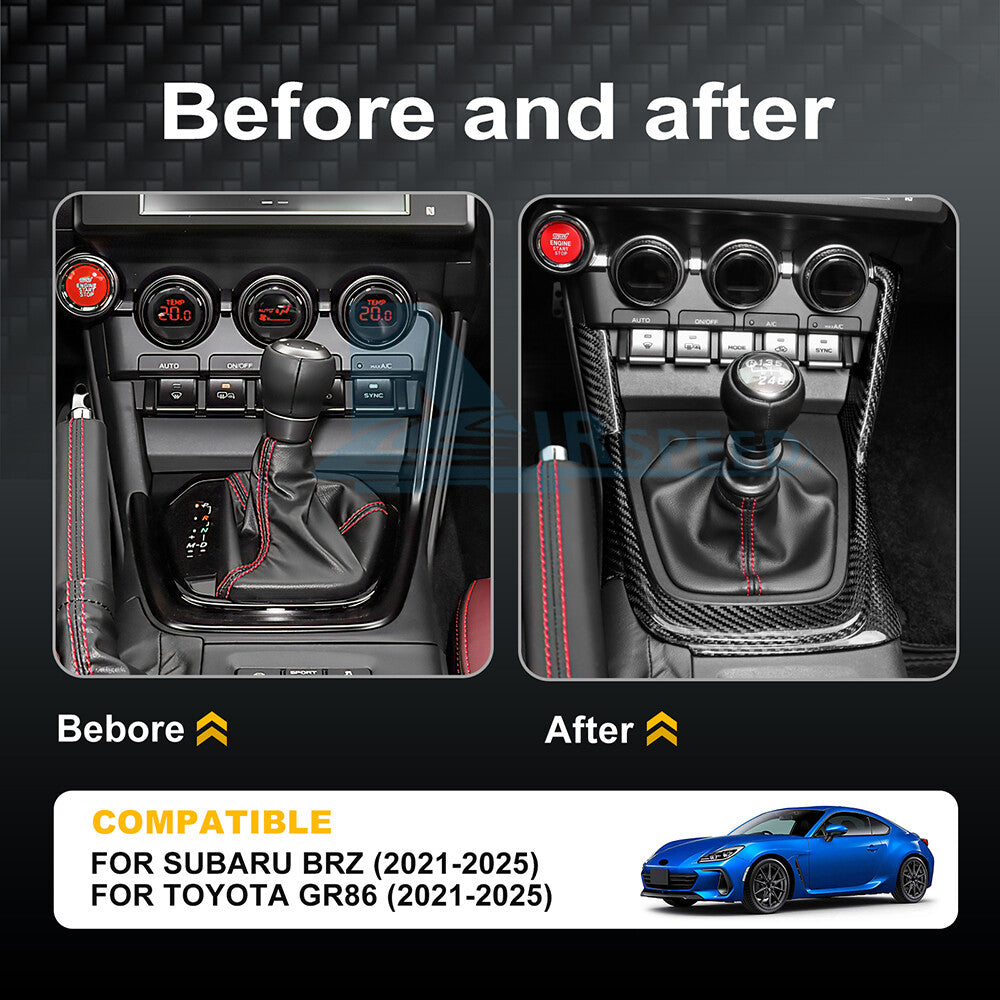 REAL HARD Carbon Fiber Shift Gear Console Panel Cover For Subaru BRZ GR86 21-25 - detail view 4