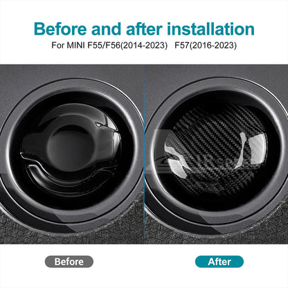 For Mini F55 F56 14-23 F57 16-23 Black Hard Carbon Fiber Fuel Tank Cap Cover 409 - detail view