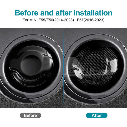 For Mini F55 F56 14-23 F57 16-23 Black Hard Carbon Fiber Fuel Tank Cap Cover 409 - detail view
