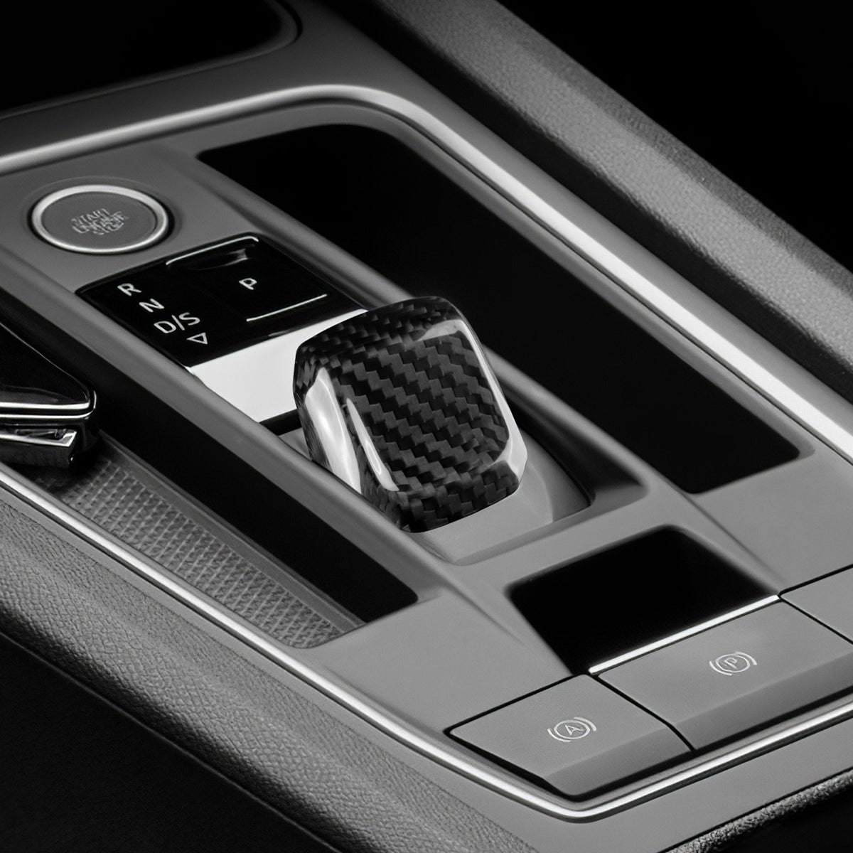 Seat Leon 2020-2026 Auto Black Hard Carbon Fiber Gear Shift Knob Cover Universal - detail view 6