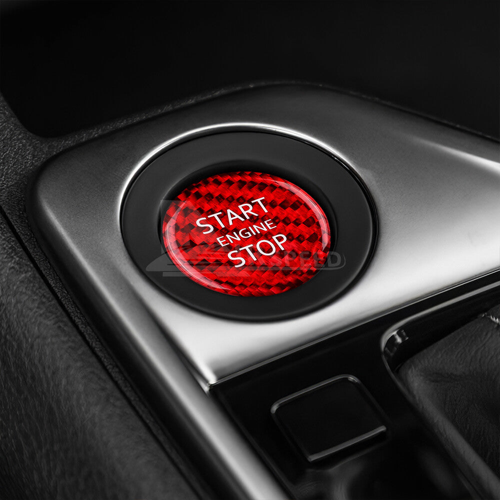For Nissan Altima 2020-2023 HARD RED Carbon Fiber Start Stop Engine Button Cover - detail view 6