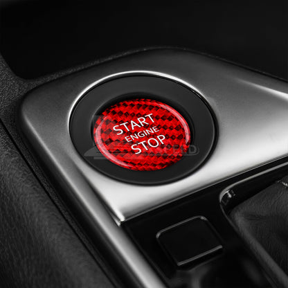 For Nissan Altima 2020-2023 HARD RED Carbon Fiber Start Stop Engine Button Cover - detail view 6